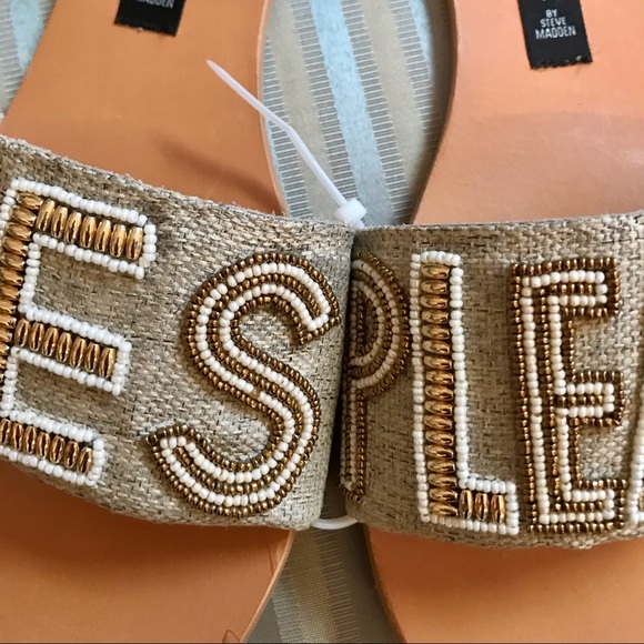 Steve Madden ‘Yes Please’ fabric and pearl slides. Size 8. NWT - Picture 3 of 15